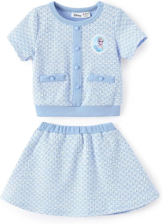 Disney Frozen Elsa Stitch Princess Moana Minnie Toddler Girl 2 Piece Outfit Kid Pearl Button Knit... | Amazon (US)
