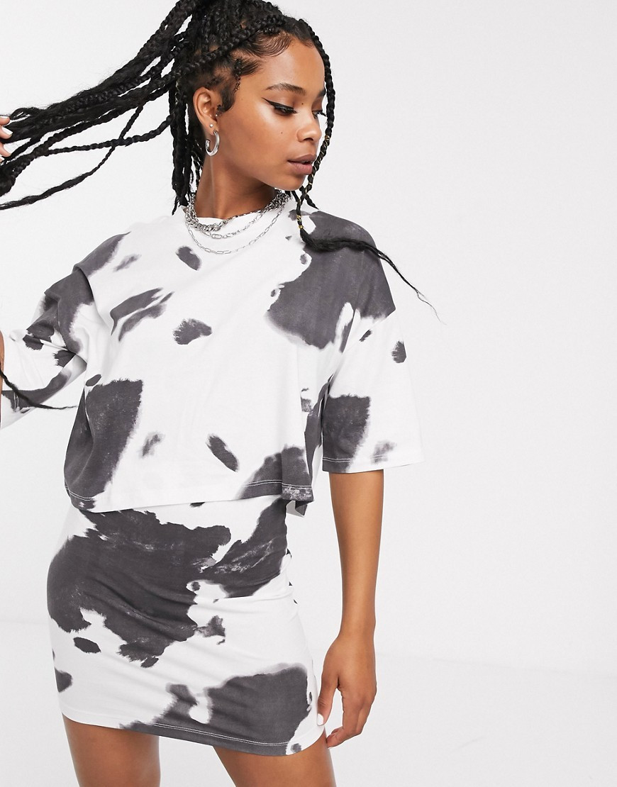 Noisy May cow print oversized jersey cropped tee-Multi | ASOS (Global)