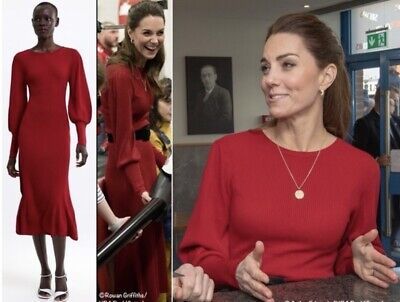 Zara Dress Women Sz S Duchess Princess Royal  Kate Red Knit Flare NWT  | eBay | eBay US