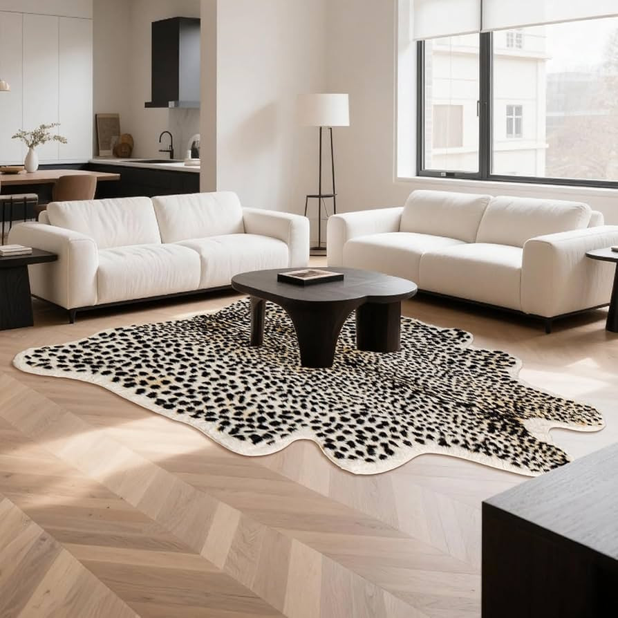Huichenxing2021FURSTORE Leopard Rug Cheetah Print Rugs for Living Room Bedroom Faux Animal Print ... | Amazon (US)