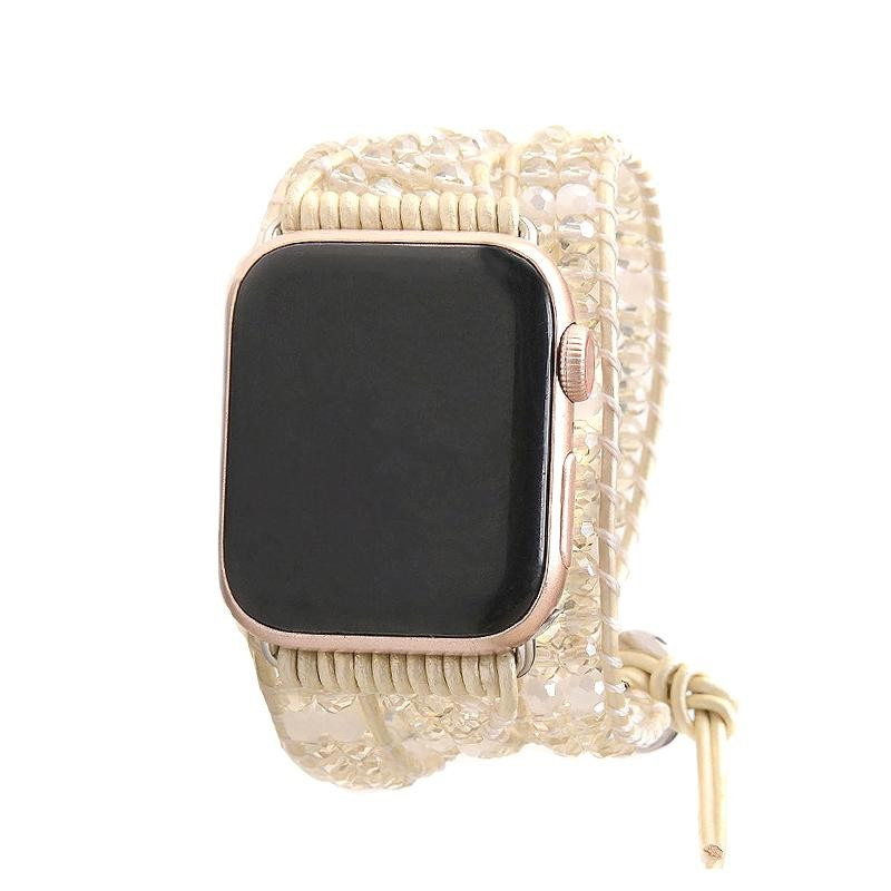 Crystals on White-Ivory Apple Watch Strap | Victoria Emerson