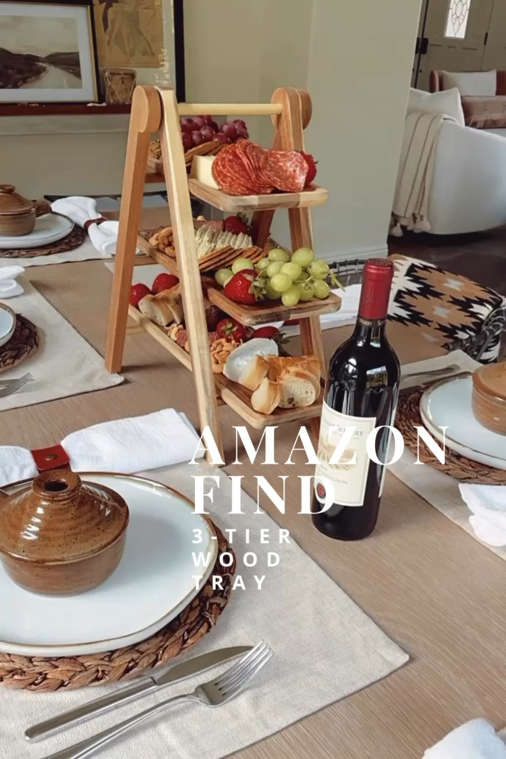 Using this 3-tier wood tray from Amazon for my charcuterie board tonight! 👏🏻 

#diningtable #homedecor 

#LTKVideo #LTKFindsUnder50 #LTKHome