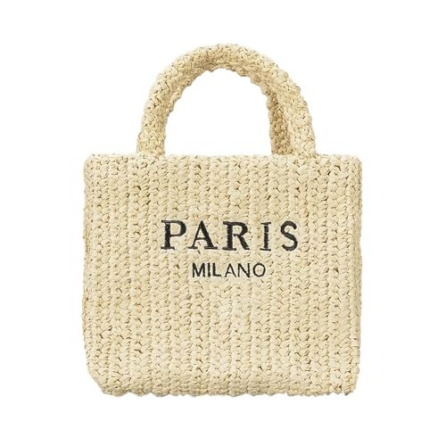Straw Beach Bag for Women Trendy Summer Woven Tote Bag Packable Straw Purses and Handbags for Vacation Holiday (S-Beige) | Amazon (US)