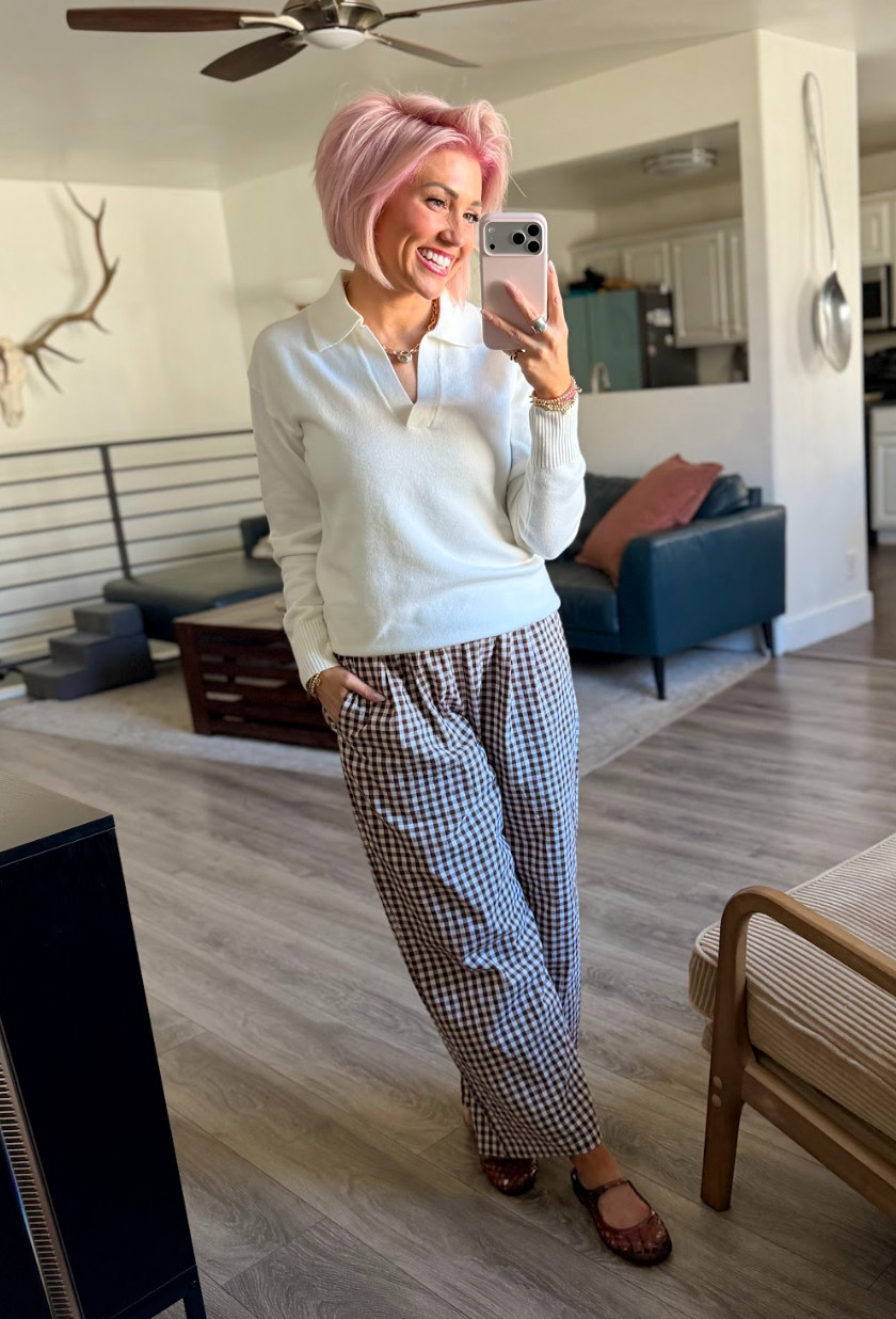 Loving this comfy pairing. Perfect for relaxing at home or running errands. Sweater: Small // Pants: Large // Shoes: TTS 

 #LTKootd #LTKOver40 #LTKSaleAlert