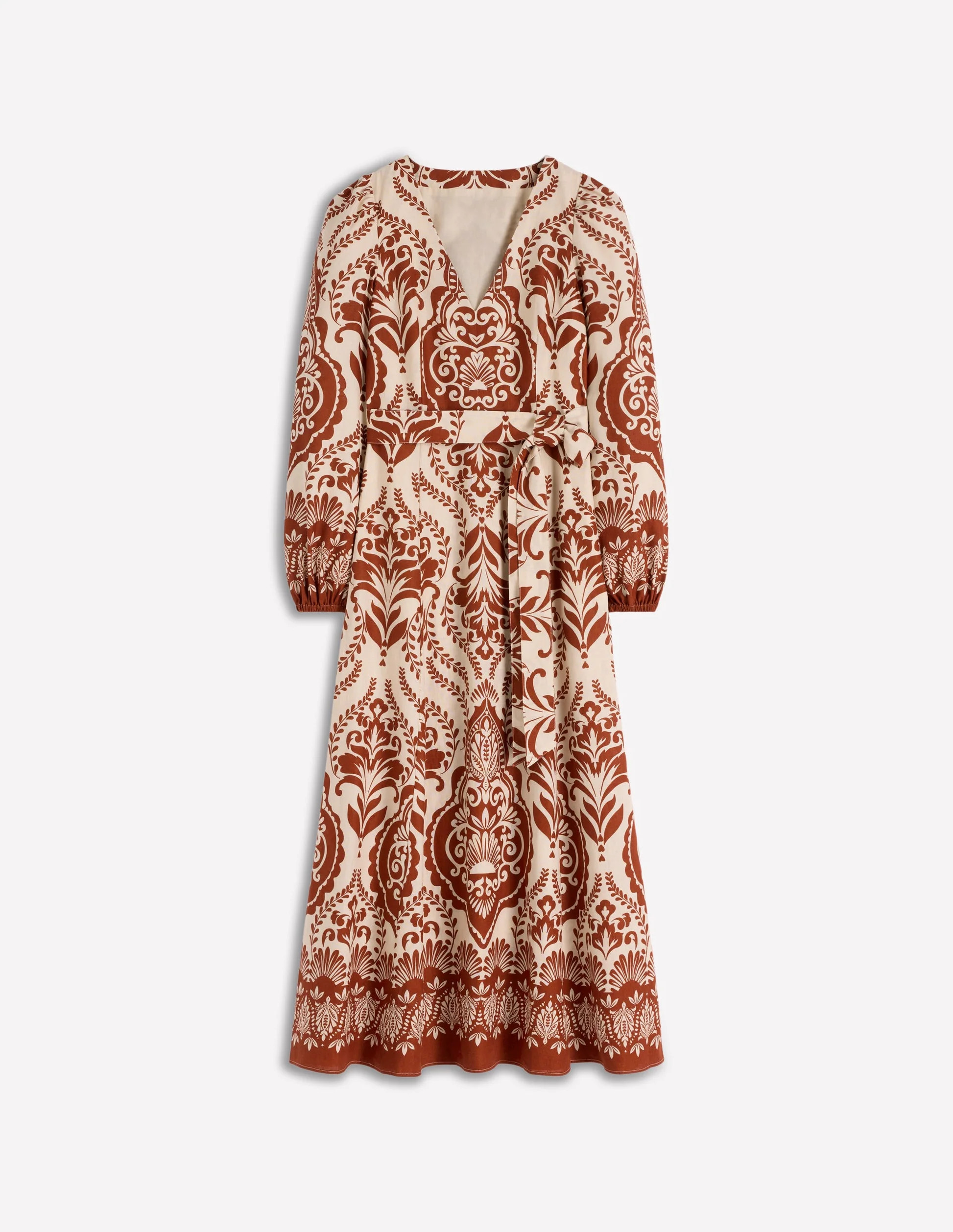 Florence Linen Blend Dress-Orange, Ornamental Garden | Boden (US)
