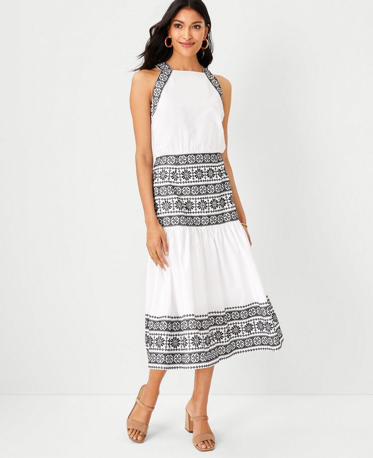 Embroidered Halter Maxi Dress | Ann Taylor (US)