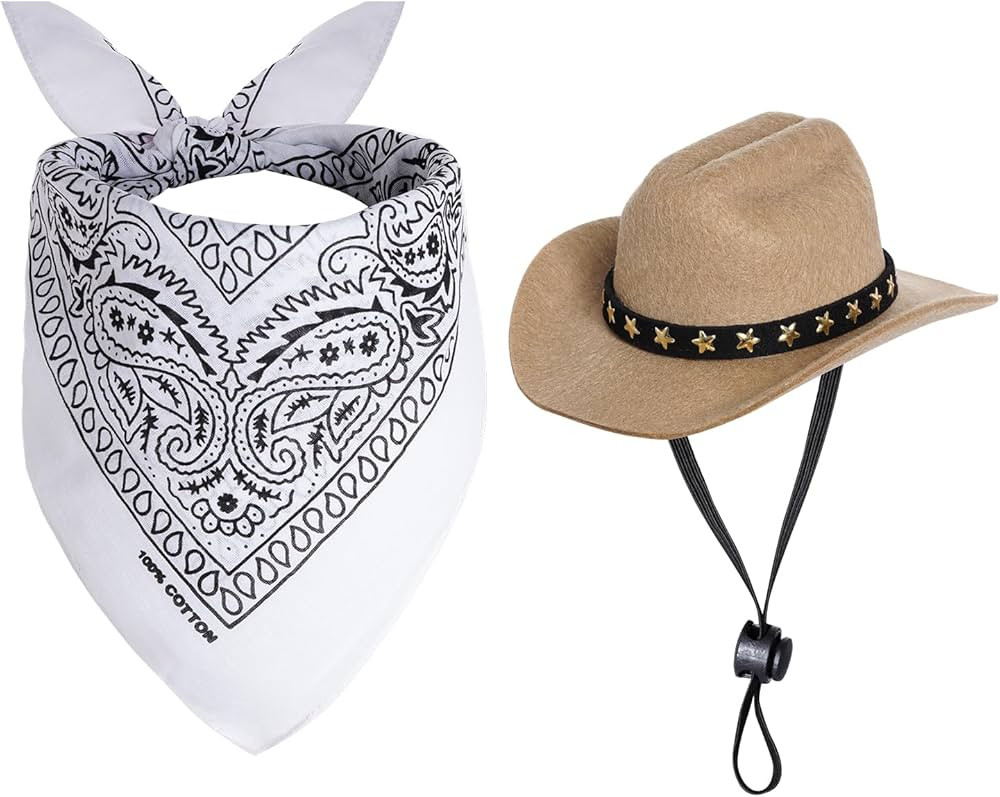 choyaxo Halloween Costumes for Dogs Cat Pet Cowboy Costume Cowboy Hat with Bandana Set for Hallow... | Amazon (US)
