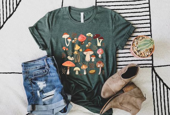 Aesthetic Mushroom Shirt, Magic Mushroom Shirt, Botanical Shirt, Mushroom Shirt, Cottagecore Shir... | Etsy (US)