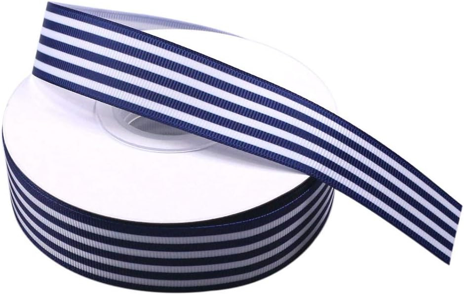 Blue and White Striped Ribbon,Blue Taffy Grosgrain Ribbon 1 Inch Christmas Gift Wrap Ribbon for D... | Amazon (US)