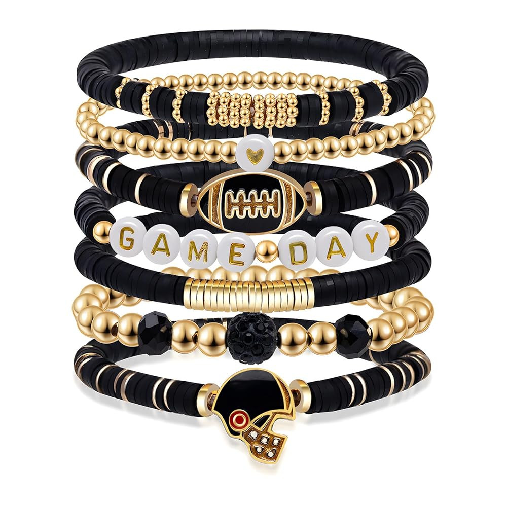Artlunar Game Day Football Charm Bracelet: Stackable Sports Jewelry for Moms & Dads - Perfect for... | Amazon (US)