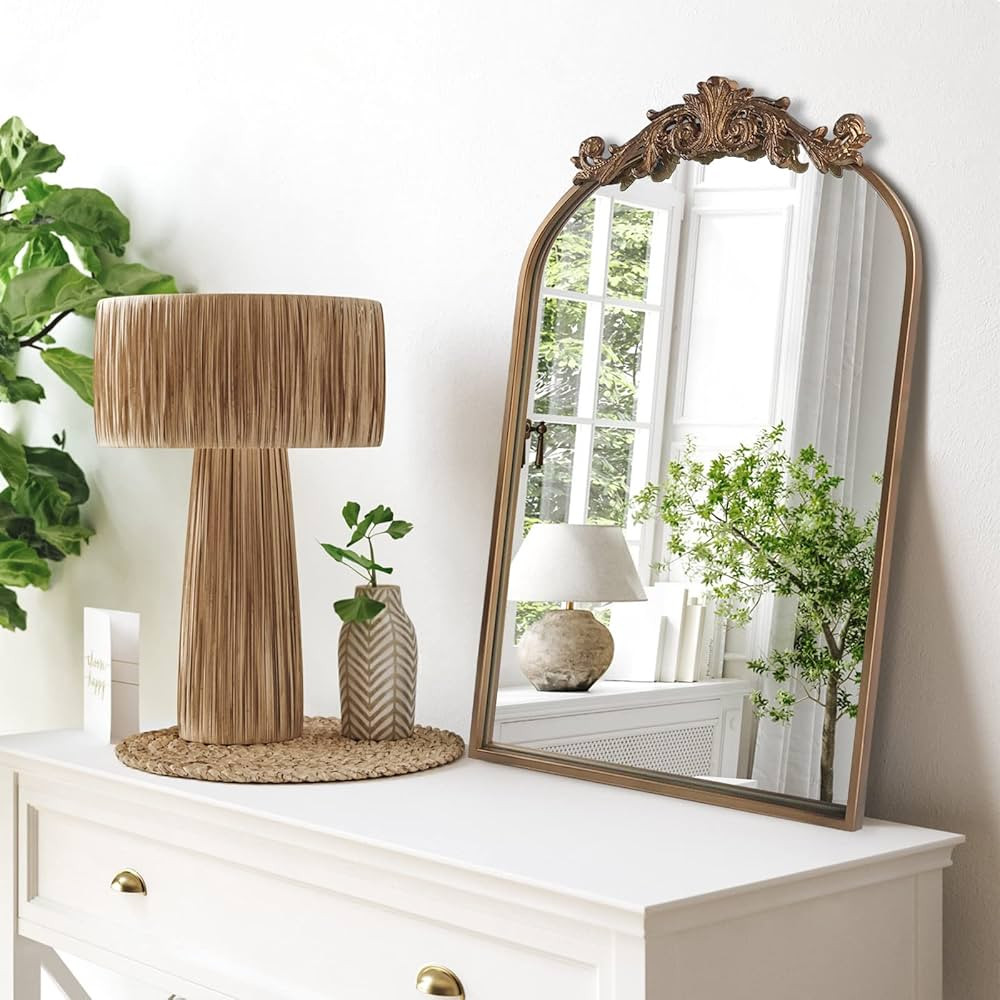 Wall Mirror Window Decorative Traditional Vintage Ornate Baroque Mirrors Antique Arched Farmhouse... | Amazon (US)