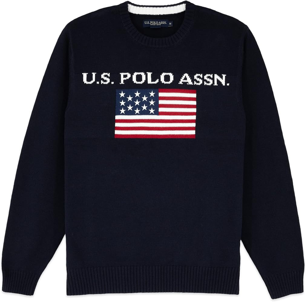 U.S. Polo Men's Flag Crew Neck Sweater Pullover | Amazon (US)