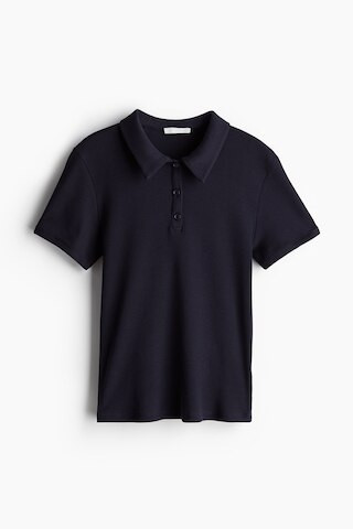 H & M - Ribbed polo shirt - Blue | H&M (UK, MY, IN, SG, PH, TW, HK)