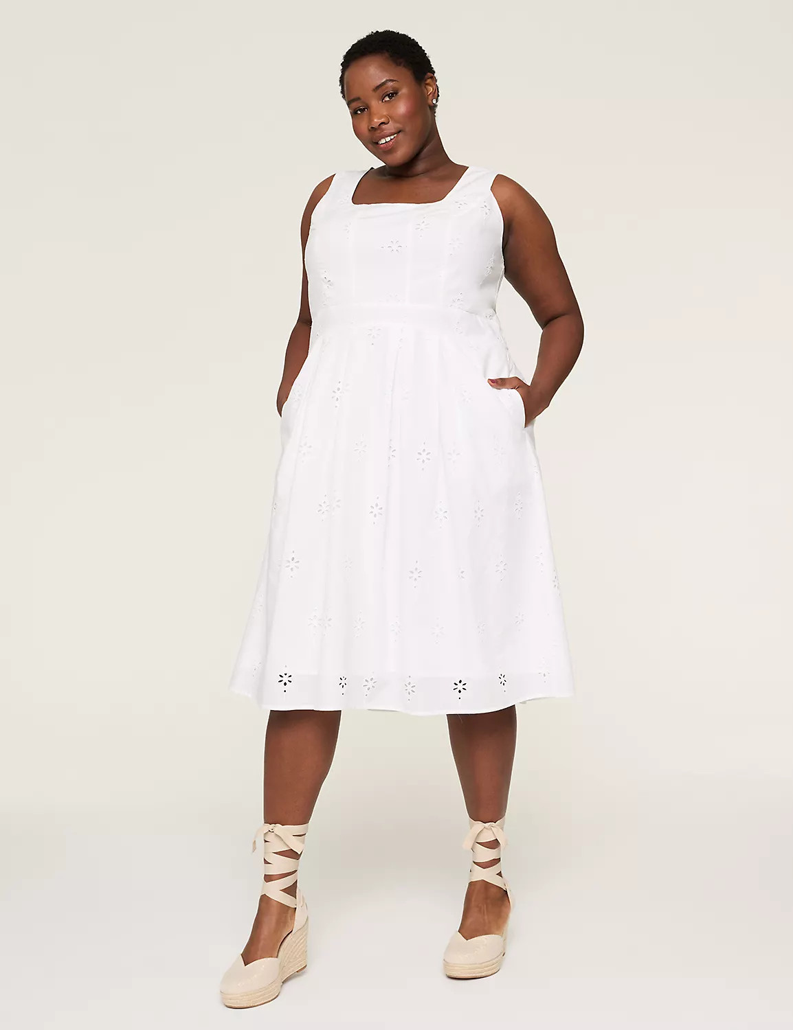 Square-Neck Pleated Midi Dress | Lane Bryant (US)