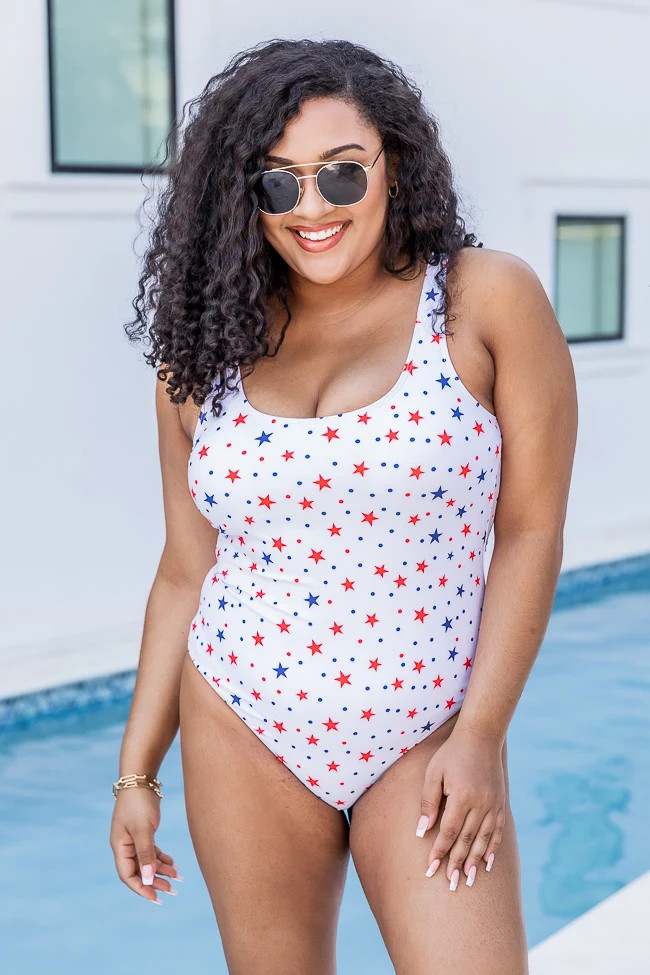 Beloved Moments Ivory Star Printed One Piece Swimsuit | Pink Lily