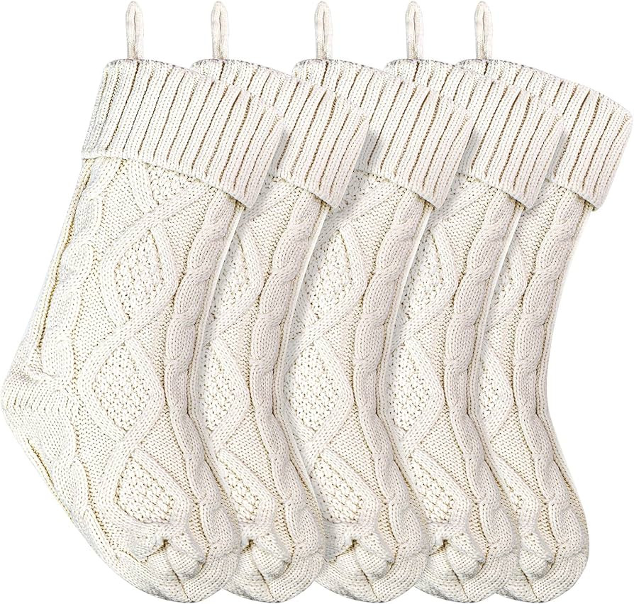 Christmas Stockings Knitted Xmas Stockings 18 Inches Double-Sided Fireplace Hanging Stockings for... | Amazon (US)