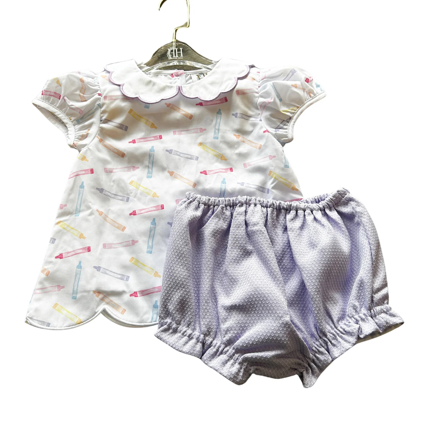 Crayon Scalloped Peter Pan Top & Bloomer Set | Hamner Hill
