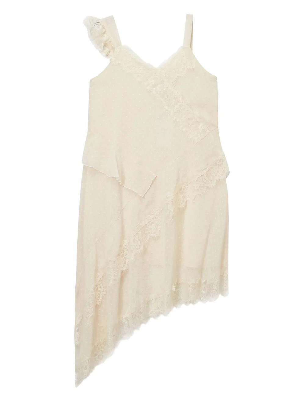 b+ab asymmetric lace-trimmed dress - Neutrals | Farfetch Global