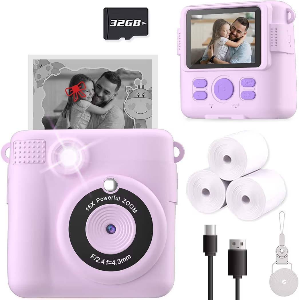 Instant Print Camera for Kids, Christmas Birthday Gifts for Girls Boys Age 3-12,Kids Digital Came... | Amazon (US)