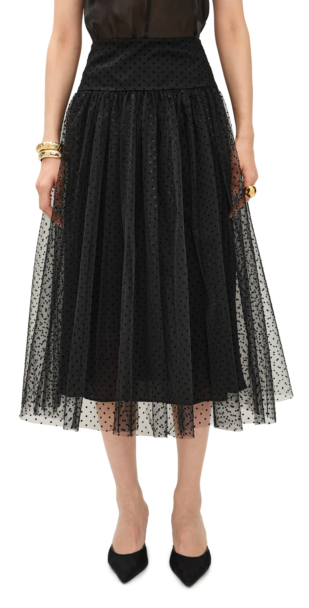 Zimmermann Tulle Dot Midi Skirt Black 4 | Shopbop