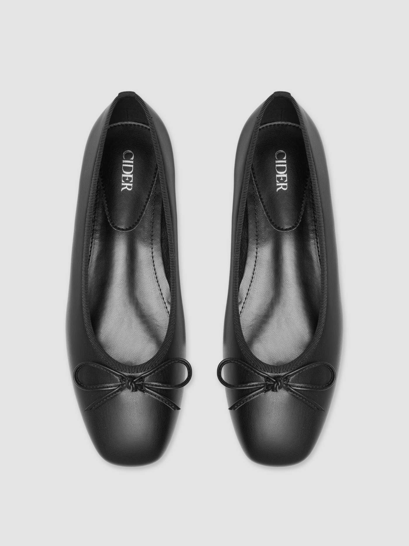 RECYCLED FAUX LEATHER BOWKNOT BALLET FLATS | Cider