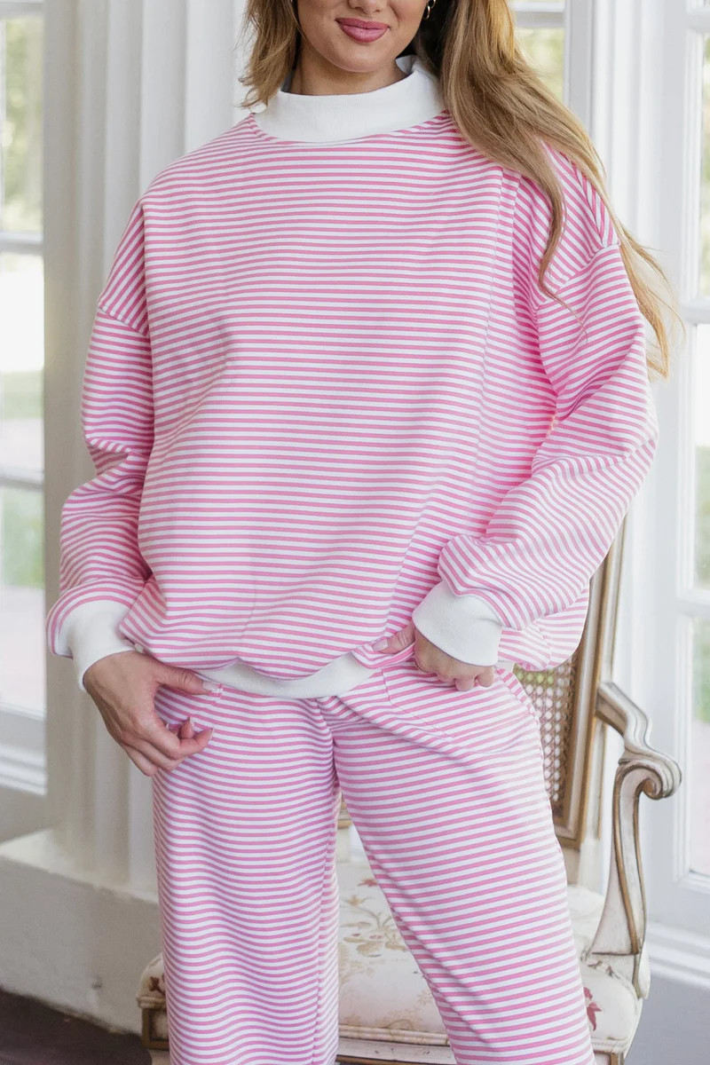 Sail Day Mockneck - Hot Pink Pinstripe | Ave and Liv Boutique