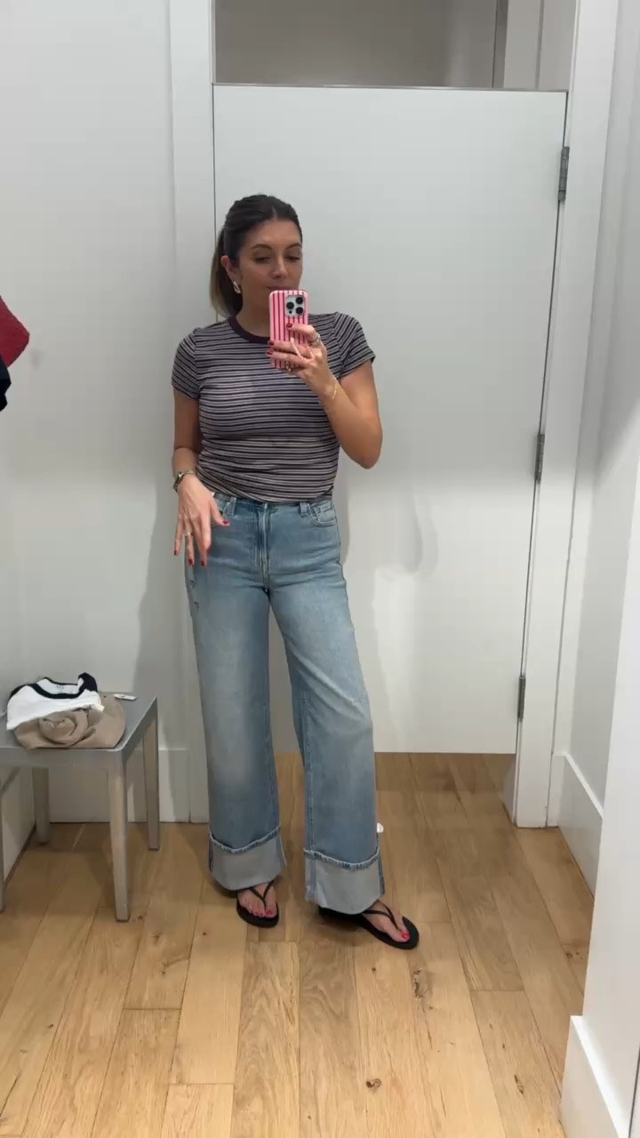 Gap 50% off sale!! I’m in a size 4 in the cuffed jeans and a small in the striped tee. I’m 5’7”

#LTKSaleAlert #LTKOver40 #LTKTall