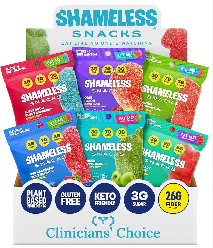 Shameless Snacks Sour Candy & Fruit Snacks - Gummy Candy Variety Pack, Keto | Amazon (US)