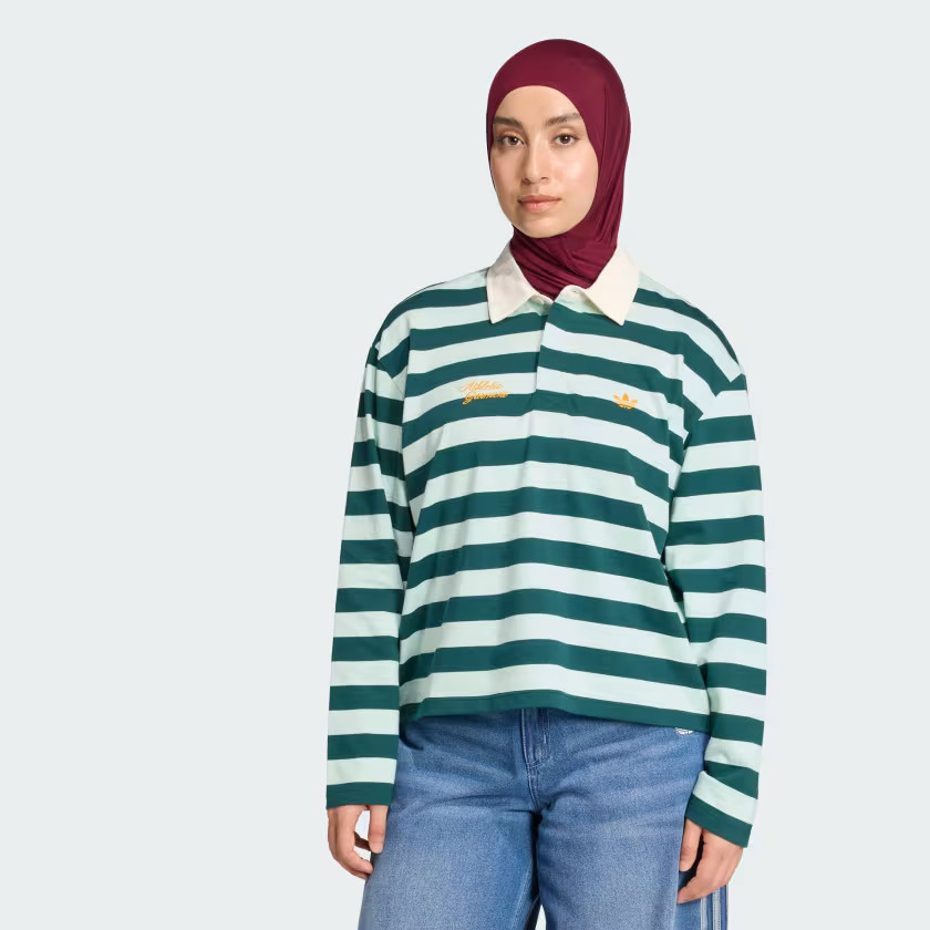 adidas ORIGINALS ATHL DEPT STRIPED LONGSLEEVE GRAPHIC POLO T-Shirt | adidas (US)