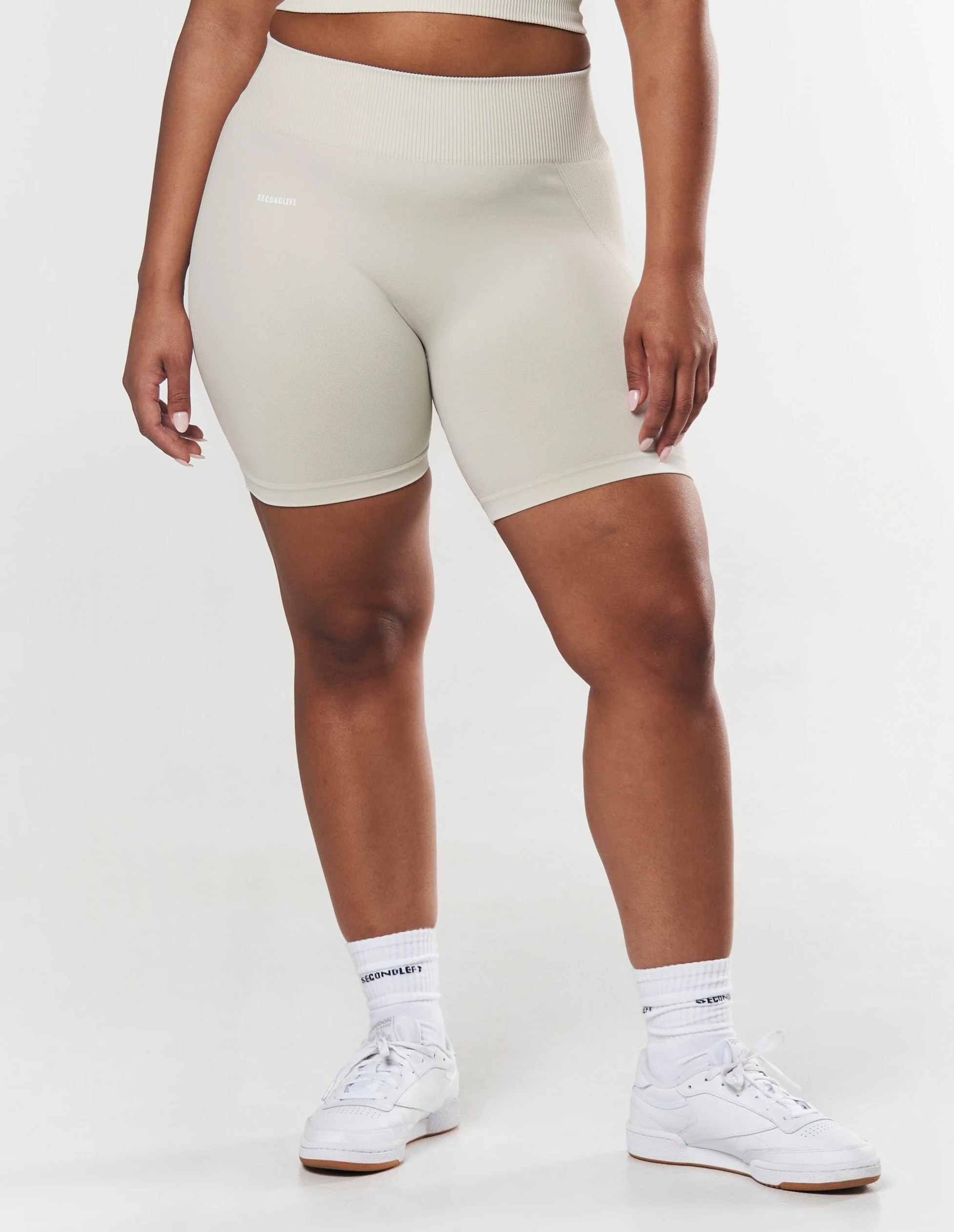 Seamless Midi Biker Shorts - Dove | SECONDLEFT 