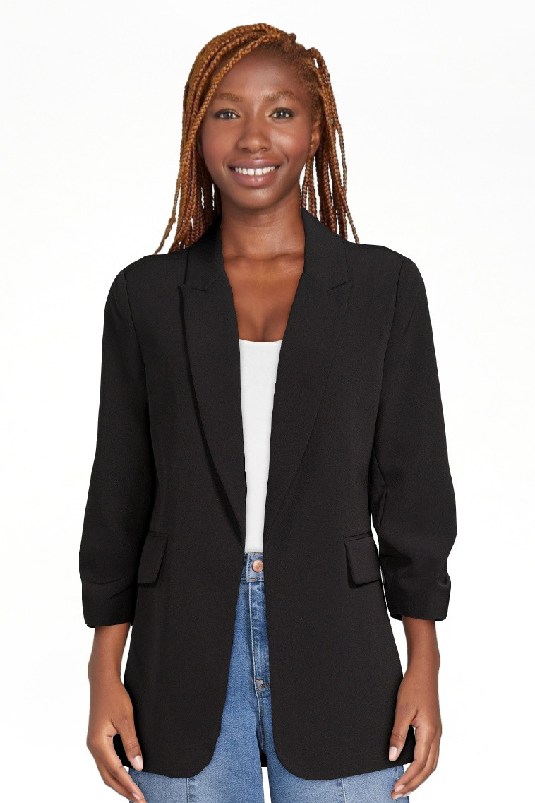Scoop Women's Scrunch Sleeve Crepe Blazer with Buttons, Sizes XS-XXL | Walmart (US)