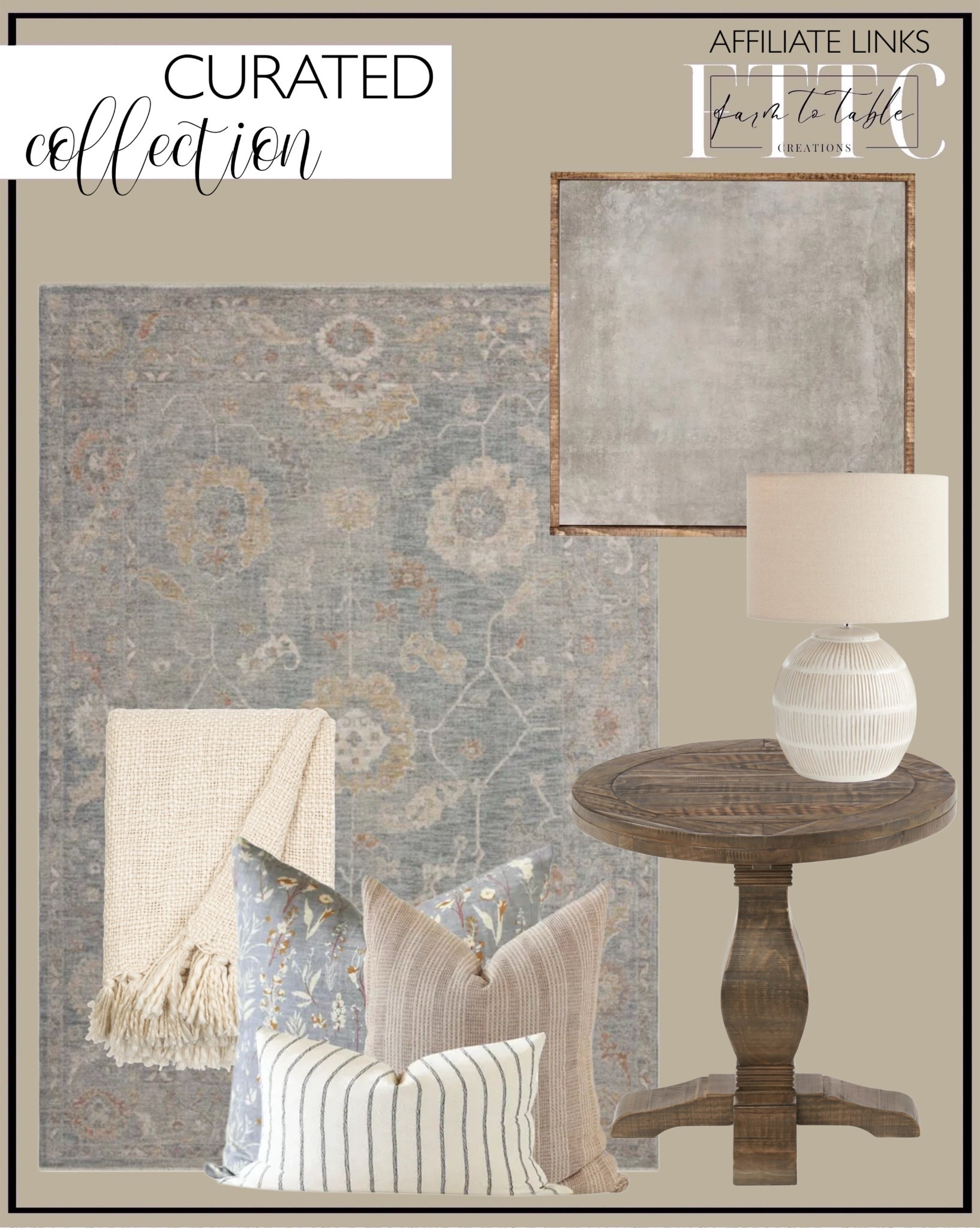 Neutral Living Room Finds You’ll Use Everywhere

Follow @farmtotablecreations on Instagram for more home styling ideas and daily deals.

Sharing a few pieces from a curated collection that work beautifully together to create a soft, layered living room look. The muted vintage-inspired rug adds subtle color and pattern, while the neutral pillows and cozy throw keep everything feeling warm and inviting. I paired it with a classic wood pedestal side table and a textured ceramic lamp that adds the perfect finishing touch.

These are the kinds of timeless pieces that are easy to mix into almost any space and instantly make a room feel styled.

#livingroomrug #pillows #throwblanket #sidetable #tablelamp #livingroomdecor #homedecorfinds #neutraldecor #livingroomfurniture

#LTKSaleAlert #LTKHome