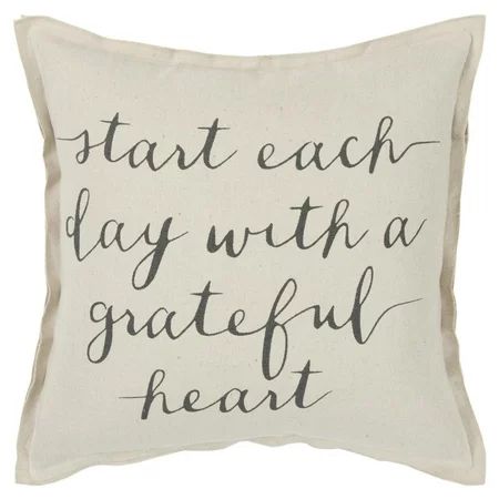 Rizzy Home Holiday "Start Each Day With A Grateful Heart" Decorative Throw Pillow Cover, 20" x 20... | Walmart (US)