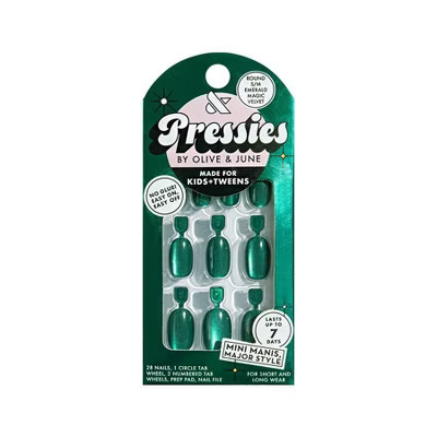 Olive & June Pressies Fake Nails - S Round - Emerald Magic Velvet - 28ct | Target