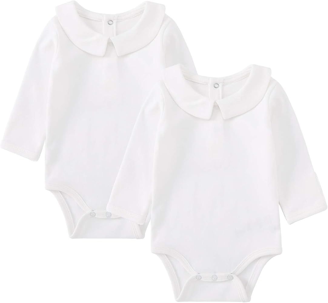 pureborn Baby Romper Bodysuits 2-Pack Unisex Soft Cotton One-Piece Outfit for Infant Boys Girls 0... | Amazon (US)