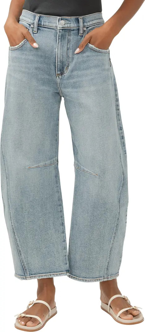 Silver Jeans Co. Horseshoe High Waist Crop Barrel Jeans | Nordstrom | Nordstrom