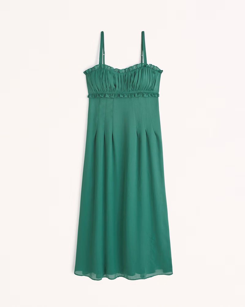 Ruffle Corset Midi Dress | Abercrombie & Fitch (US)