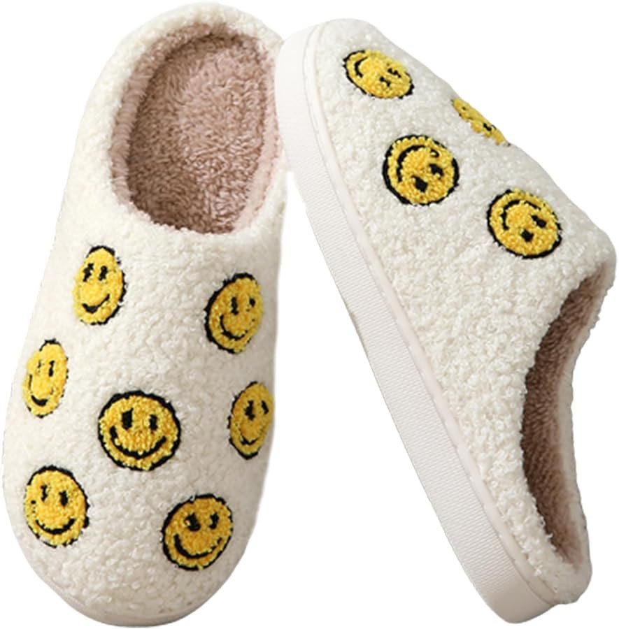 Mukinrch Smiley Face Slippers for Women,Retro Cute House Slippers Men,Memory cotton Preppy Slippe... | Amazon (US)