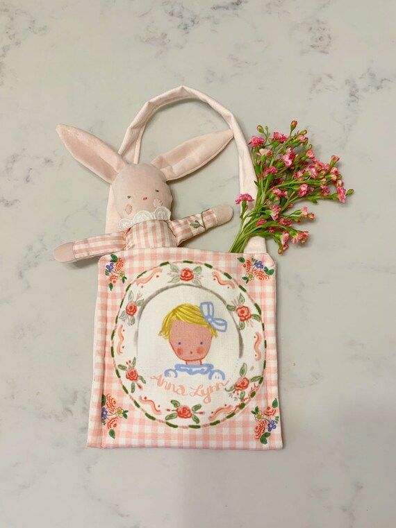 Childs Bag , Pink Gingham Personalized Bag, Custom Purse, Gift for a Girl, Little Girls Bag | Etsy (US)