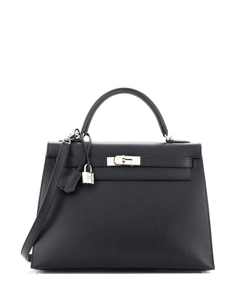 Pre-Owned Hermes Kelly 32 Handbag Black Epsom with Palladium Hardware | Bloomingdale's (US)