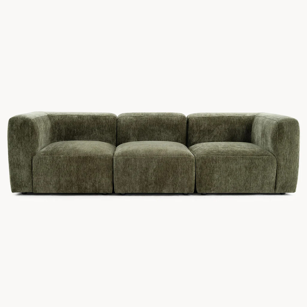 Philo Chenille Low Profile Modular Sofa (3-Seater) | Pop Maison