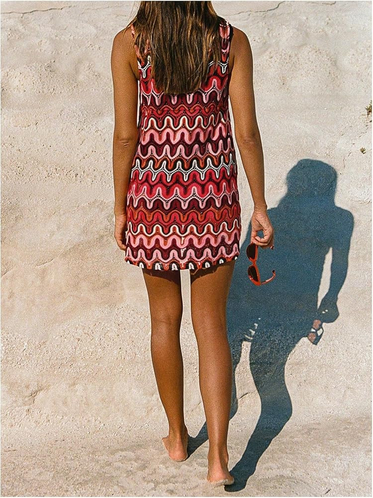 GORGLITTER Women's Crochet Vacation Summer Mini Dress Sundresses Boho Beach Hawaiian Party Club G... | Amazon (US)
