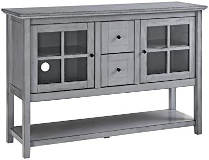 Walker Edison Charlotte Classic Glass Door Storage Buffet, 52 Inch, Antique Grey | Amazon (US)