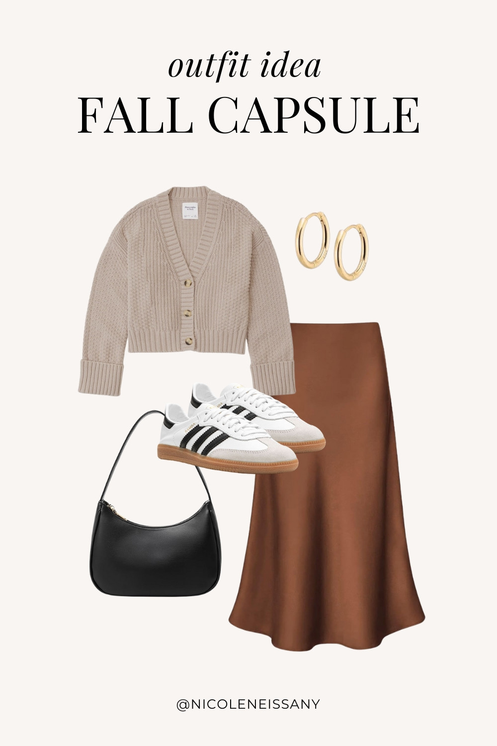 Fall Capsule Wardrobe Outfit Idea | fall capsule outfit, fall outfit, fall outfits, fall style, fall fashion, fall 2024 fashion, fall outfits 2024, fall trends 2024, fall outfit inspo, fall outfit inspiration, fall capsule wardrobe essentials, fall wardrobe essentials, fall closet essentials, fall essentials, fall basics, fall must haves, neutral capsule wardrobe, neutral outfit, neutral fashion, casual outfit, casual date night outfit, elevated casual outfit, brunch outfit, everyday outfit, Abercrombie, Abercrombie denim, Abercrombie jeans, Amazon Fashion, Revolve, Lulus, Nordstrom, H&M // fall cardigan, sweater cardigan, brown satin midi skirt, adidas samba decon sneakers, gold hoop earrings

#liketkit #LTKSeasonal #LTKShoeCrush #LTKItBag #LTKStyleTip #LTKFindsUnder50 #LTKFindsUnder100 #LTKTravel #LTKSaleAlert