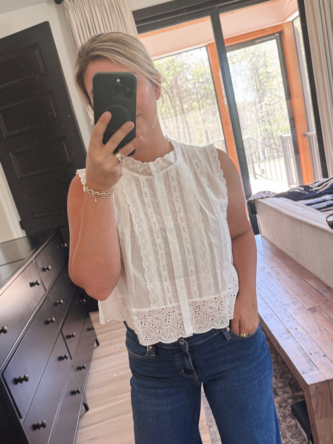 Cutout Eyelet Tank Top with Scallop Trim  

 #LTKgrwm #LTKootd #LTKSeasonal