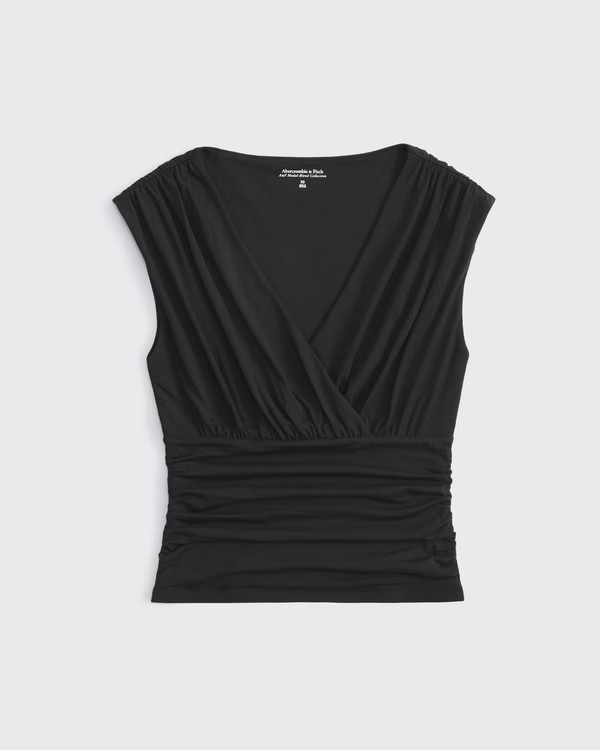 Women's Ruched V-Neck Top | Women's Tops | Abercrombie.com | Abercrombie & Fitch (US)