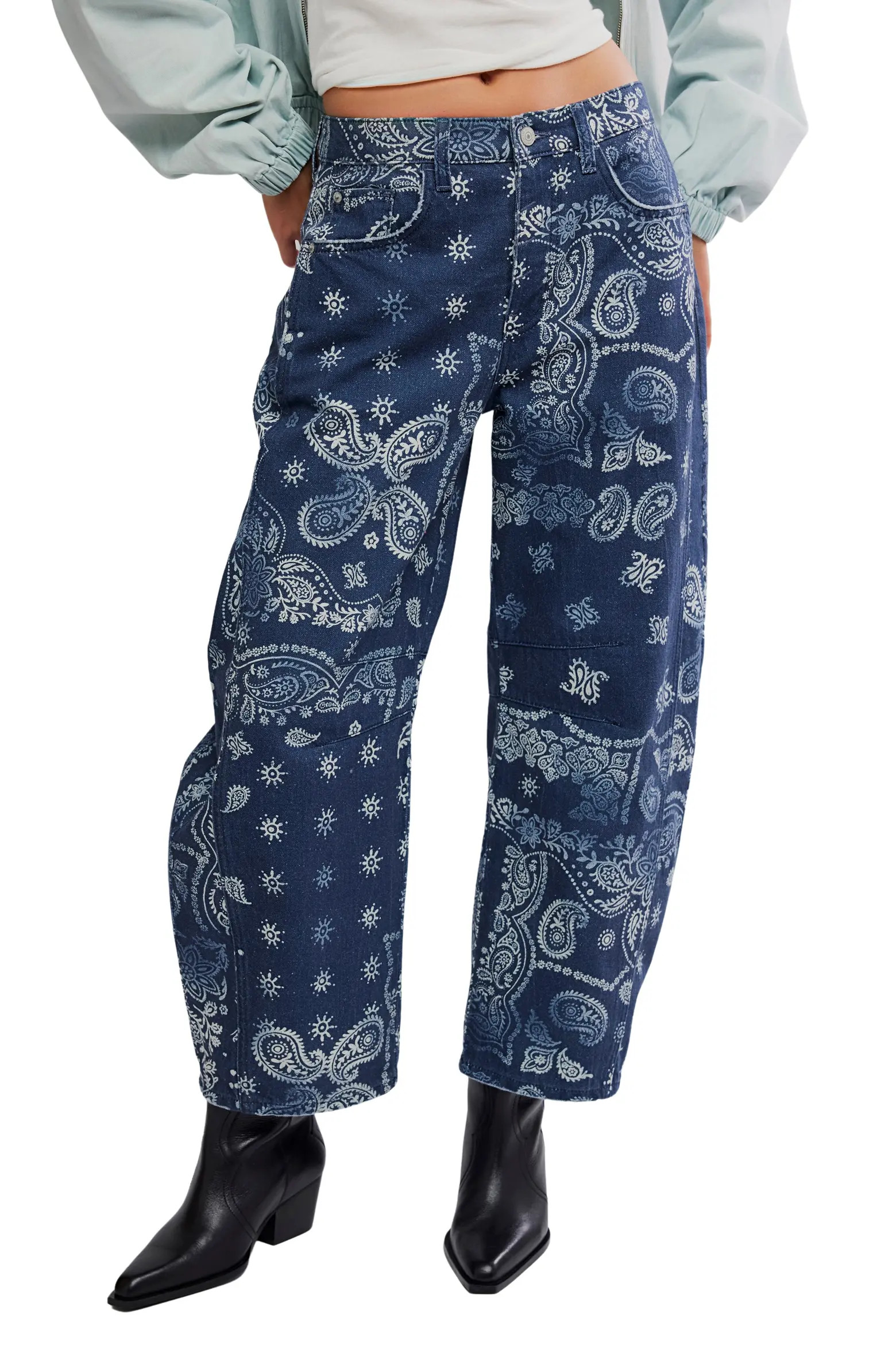 Free People Print Barrel Leg Jeans (Women) | Nordstrom | Nordstrom