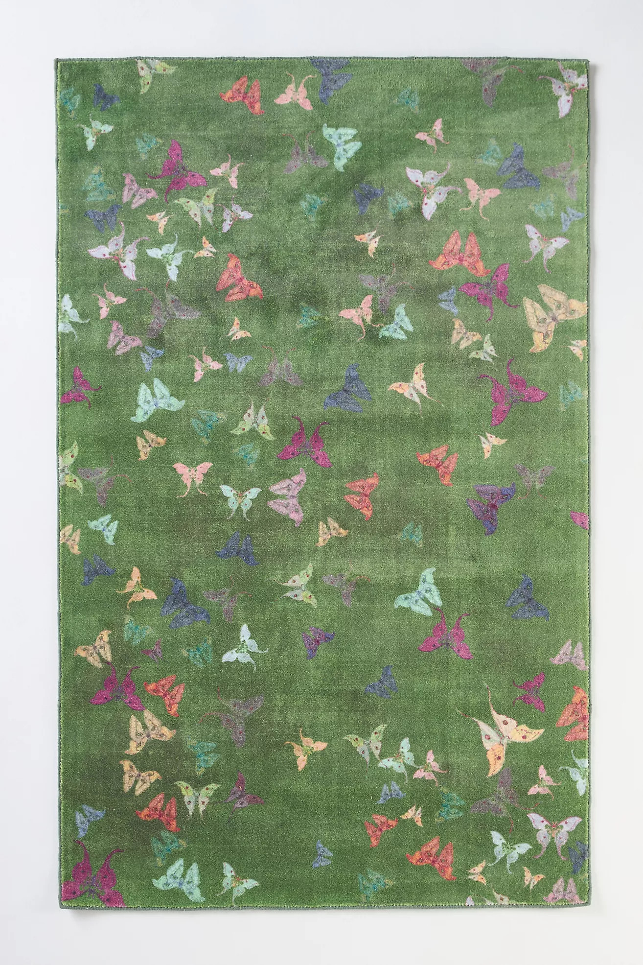 Printed Green Butterflies Rug | Anthropologie (US)