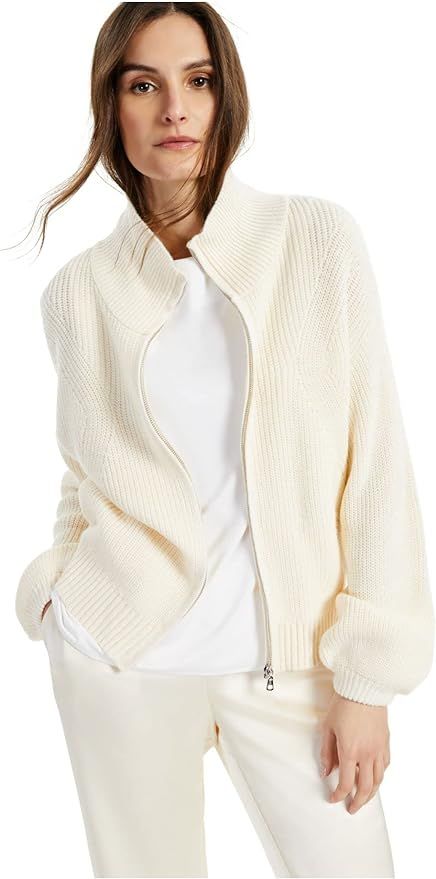 ALFANI Womens Ivory Front Zip Long Sleeve Mock Sweater Size: XL | Amazon (US)