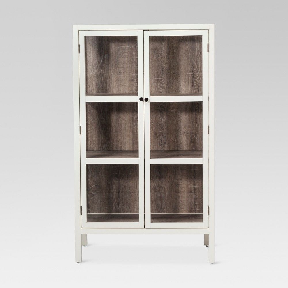 56.2"" Hadley Library Cabinet with Glass Shell White - Threshold , White White | Target